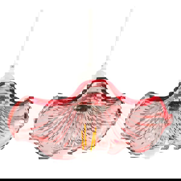 Designer Ribbed Rose Pink Glass Pendant Shade with Wavy Ruffled Edge Image 5