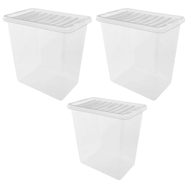1 x Heavy Duty Multipurpose 55 Litre Home Office Clear Plastic Storage Container With Lid