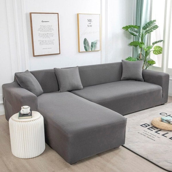 Anyhouz Anyseat 3 Seater Sofa Cover Plain White Style and Protection For Living Room Sofa Chair Elastic Stretchable Slipcover