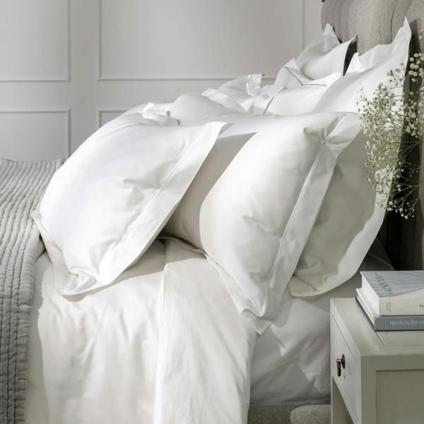 White 600 Thread Count Egyptian Cotton Duvet Cover styled in a bedroom 2 | Soak and Sleep