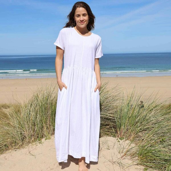 Lazy Jacks LJ525 - Ladies Long Gathered Dress - White