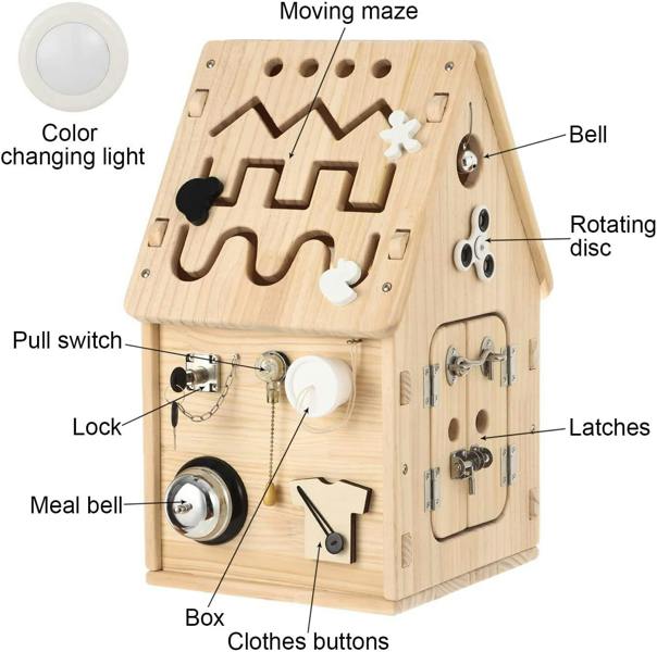 Dyzi Multifunctional Montessori Board House Educational Board Sensory Life Motor Skill Toy