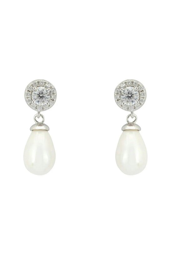 Latelita Timeless Pearl Teardrop Earrings Silver