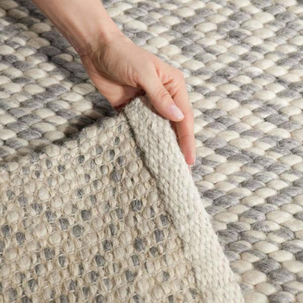Wool Beans Rug Natural Cream Grey hand-woven, heating insulting rug