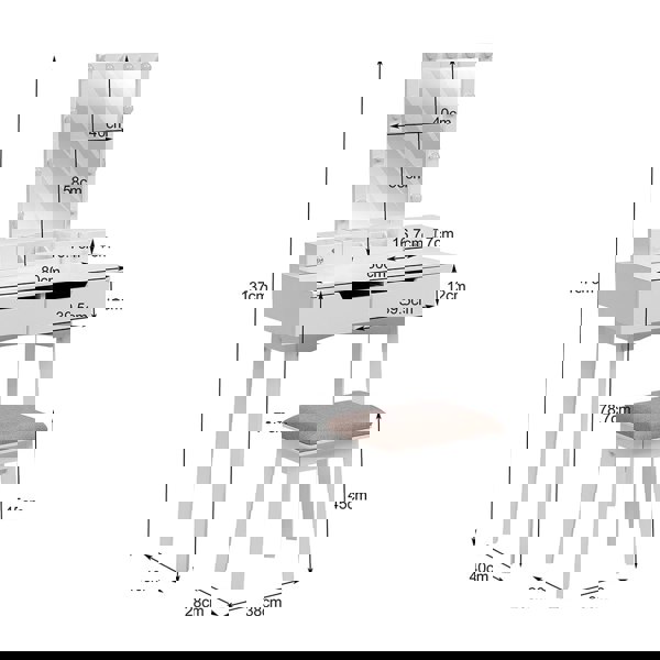 137cm H Modern Makeup Desk Set with Lighted Mirror and Stool Dressing Tables Living and Home