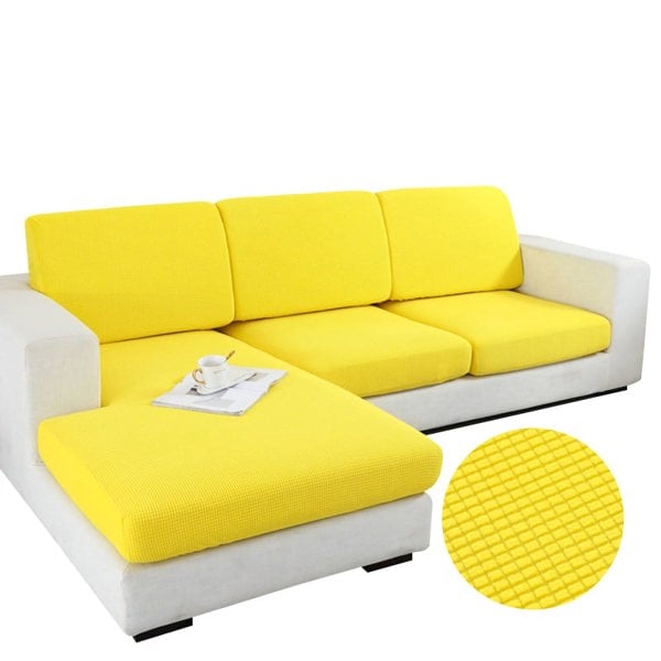 Anyhouz Anyseat Sofa Cover Yellow Polyester Thick Stretchable Cushion For Living Room 1Pc Back Cushion