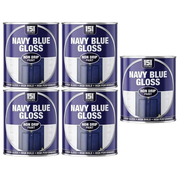 151 5X Navy Blue Gloss Non-Drip Paint 300ml