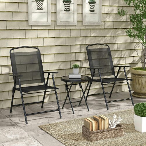 Wyld Haus Zivino Glass And Metal Black 3 Piece Garden Seating Set With Table And Chairs