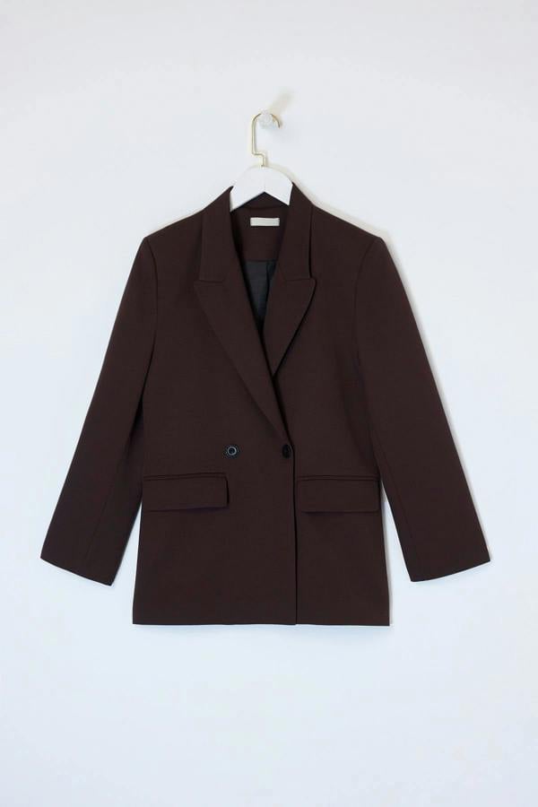 Lined Double Breasted Long Sleeve Blazer Jacket