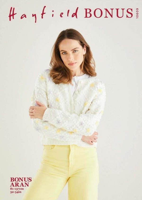 Hayfield Bonus Aran Knitting Pattern 10609, Cardigans for Women, 32 - 54 Inches - Intermediate