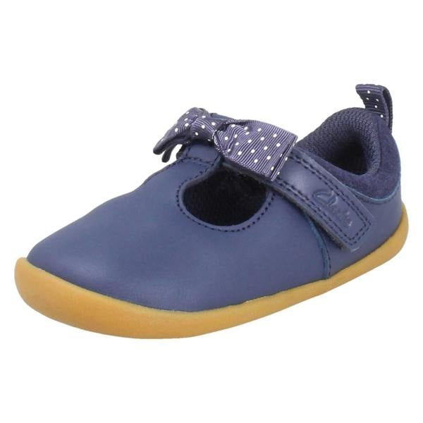 Clarks Girls Clarks Polka Dot T-Bar Pre Walking Shoes Roamer Trim