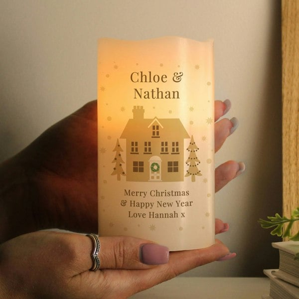 Personalised Memento Company Personalised Festive Village LED Candle