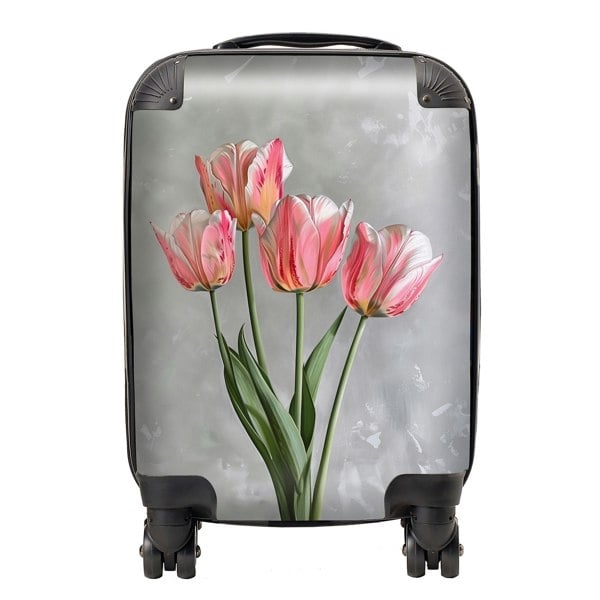 Warren Reed Painted Pink Tulips Suitcase