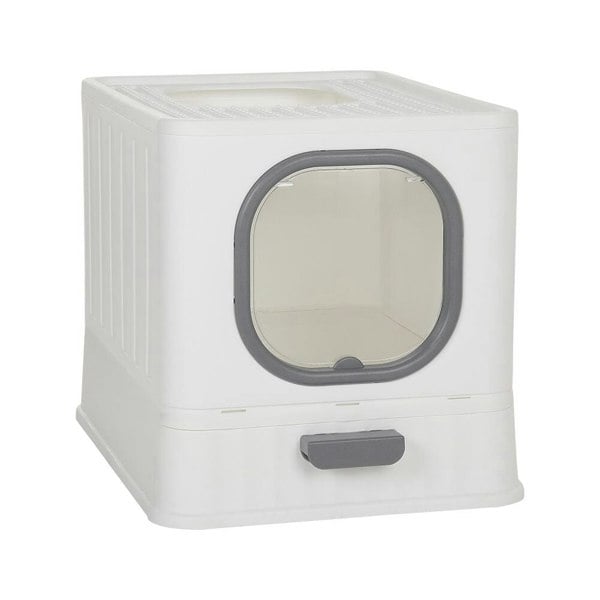 Enclosed Folding Cat Litter Box Toilet with Scoop Living and Home