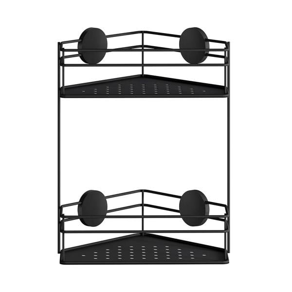 Black double corner shower basket