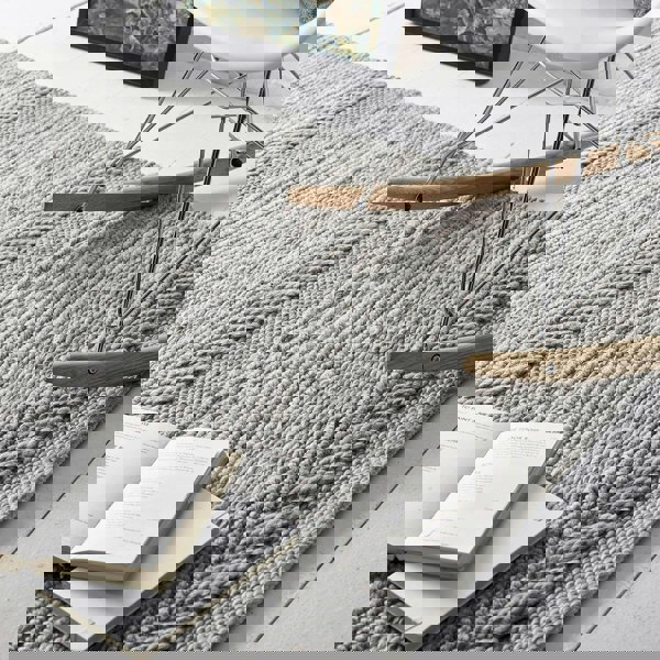 Chunky Natural Grey Knitted Rug | Handwoven Luxury |The Rugs