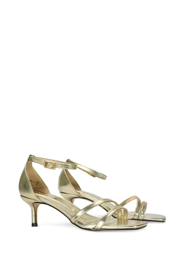 XY LONDON Open Toe Strappy Low Kitten Heel Sandal Shoes