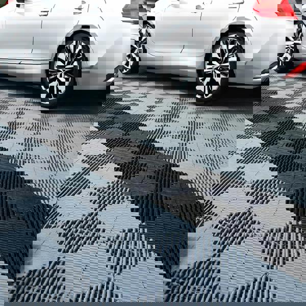 Nicoman Modular Interlocking Ribbed & Solid Garage Floor Tiles