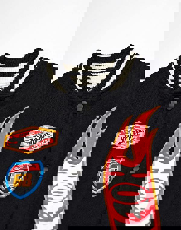 Hot Wheels Boys Black Turbo Charged Varsity Jacket