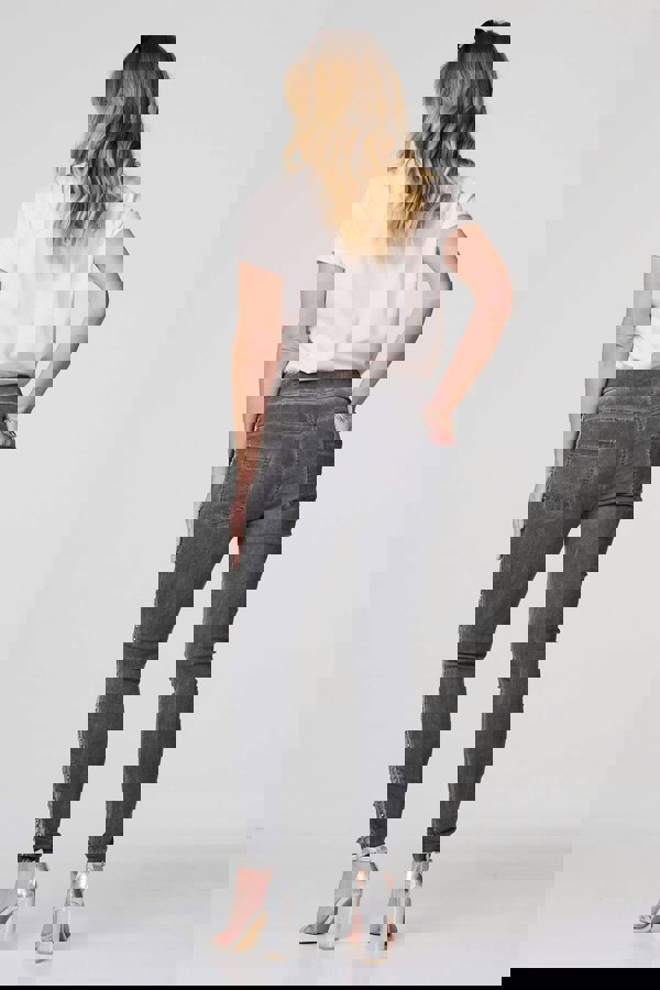 Dark Grey | Plain Skinny Tie Waist Trousers