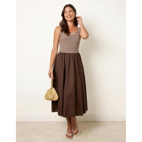 Blue Vanilla Knitted 2 In 1 Stripe Dress