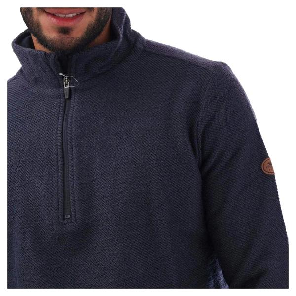 Trespass Mens Textured Knit Half Zip Fleece Top - Navy - 