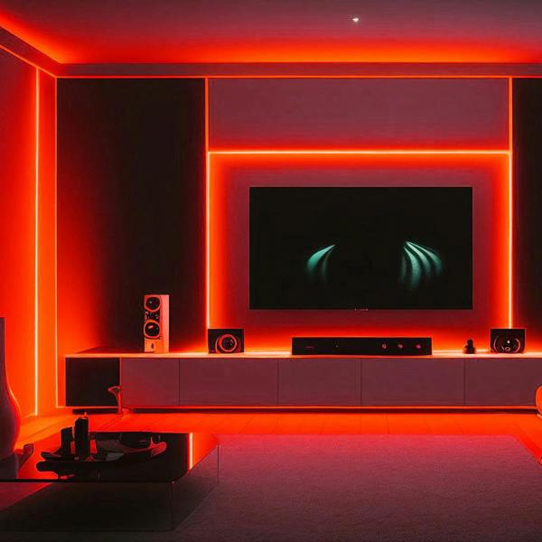 ENER-J 5m LED COB Strip 480L/M 24V, Red with RF Dimmer and 25W Plug & Play Power Supply