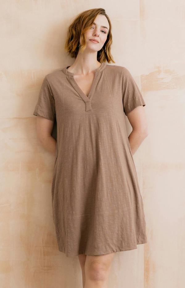 Lily & Me Terrace Organic Cotton Jersey Swing Dress Mocha