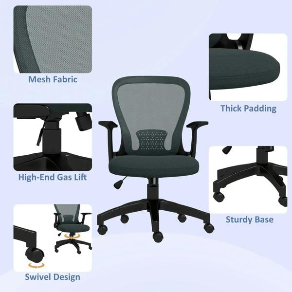 Grey ergonomic mesh office chair with thick padding and sturdy five-star base