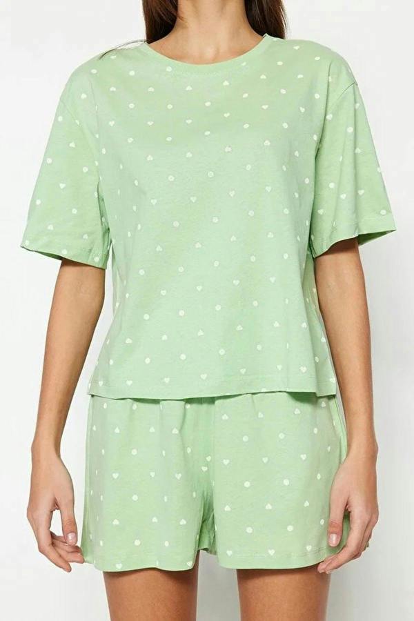 WOVCOR Polka Dot and Heart Print Short Pyjama Set