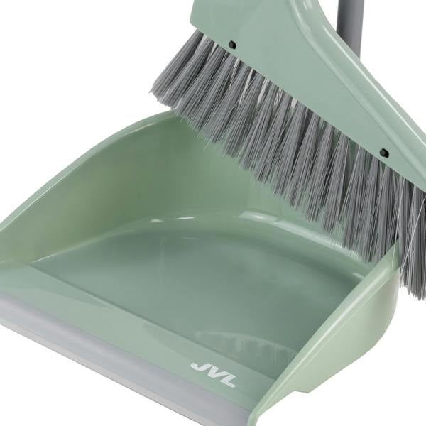 JVL Long Handle Dust Pan And Brush Set - Green