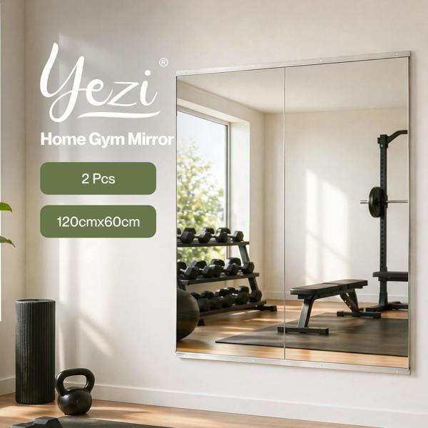 Yezi Home Gym Mirrors Wall Mounted Large Full Body Mirror 2 PCS 120cm x 60cm