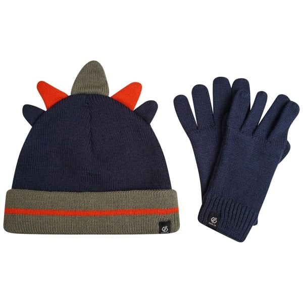 Dare 2B Childrens/Kids Brighten Dinosaur Hat And Gloves Set - Agave Green/Moonlight Denim