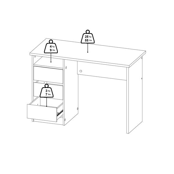 Furniture To Go Function Plus Desk 3 Drawers in Cashmere