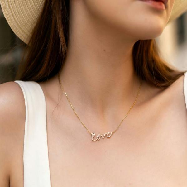 Spero London Sterling Silver Jewelled Love Necklace