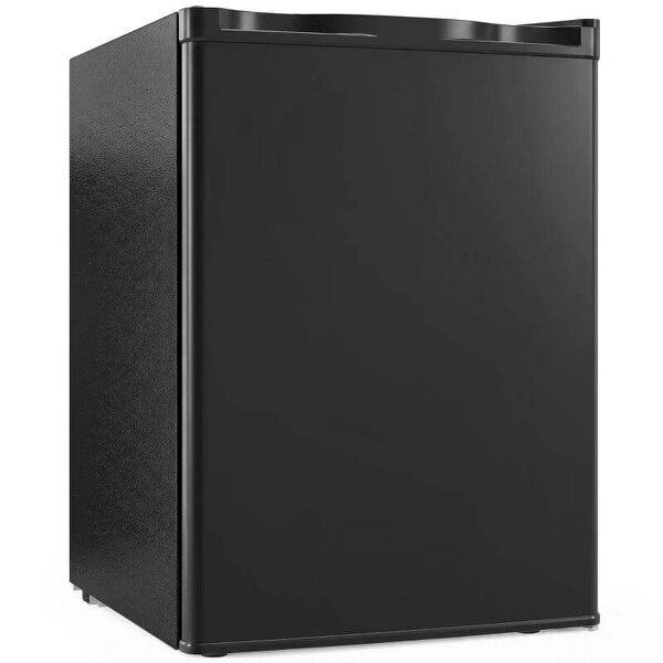 73 L Mini Fridge with Chiller Box, Single Door Compact Refrigerator, Adjustable Thermostat, Reversible Door, Black