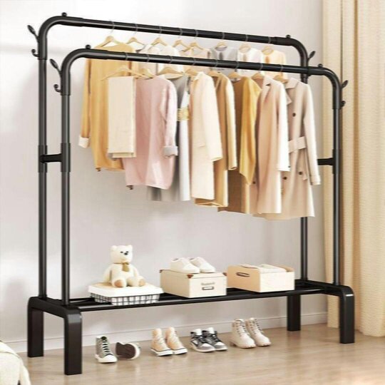 Havendro Heavy Duty Double Clothes Rail Hanging Rack Garment Display Stand Shoes Storage