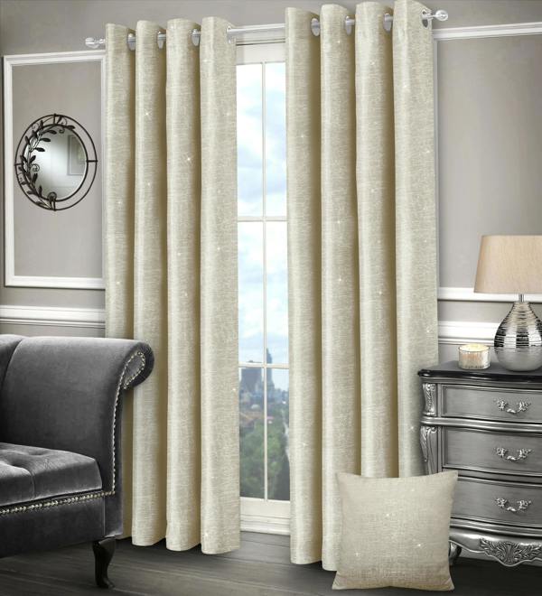 Intimates Elegant Jacquard Shimmer Ring Top Curtains - Durable Stylish Window Treatment - Luxury Curtain Panels - 229cm x 183cm