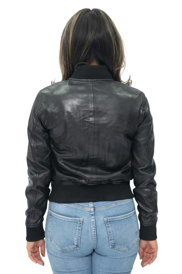 Infinity Leather Womens MA-1 Leather Bomber Jacket-Abbotsford
