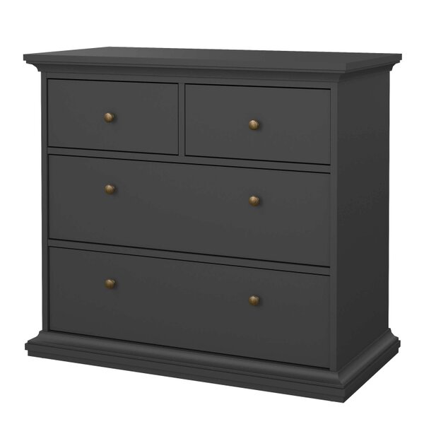 Wyld Haus Osaka Farmhouse Dark Grey Wooden Chest 4 Drawers