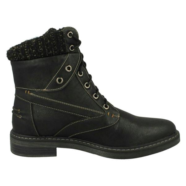 Spot On Ladies Spot On Knitted Cuff Ankle Boots F4447