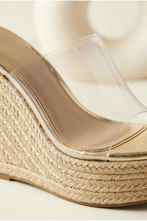 Rosa Womens Espadrille Wedge Sandals - Clear