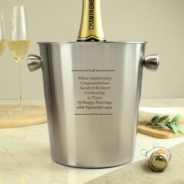 Personalised Memento Company Personalised Any Message Stainless Steel Ice Bucket