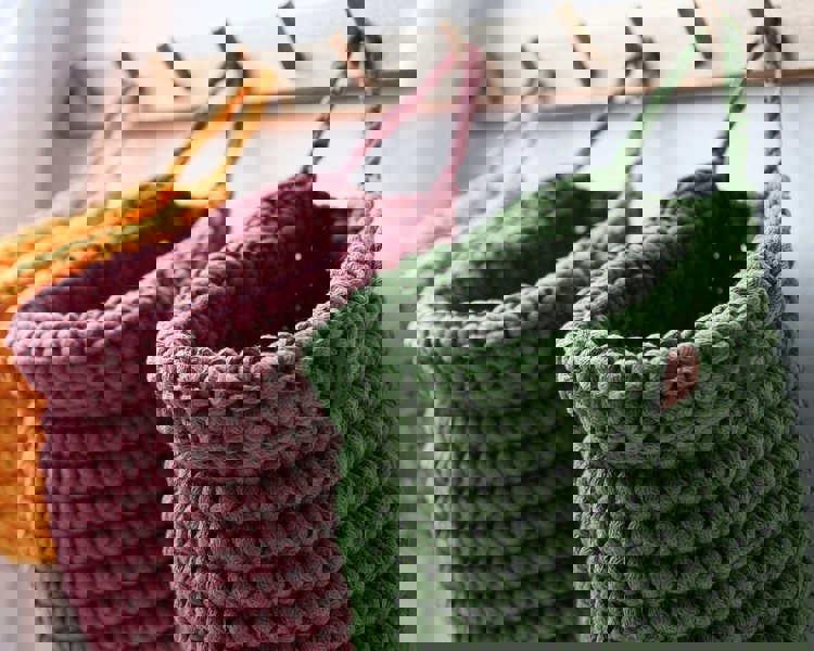 Zuri House Crochet hanging bags | OLD ROSE