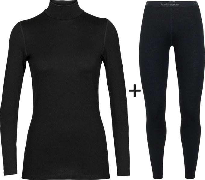 Icebreaker Women's Merino 260 Tech Turtle Neck Top + Tights COMBO