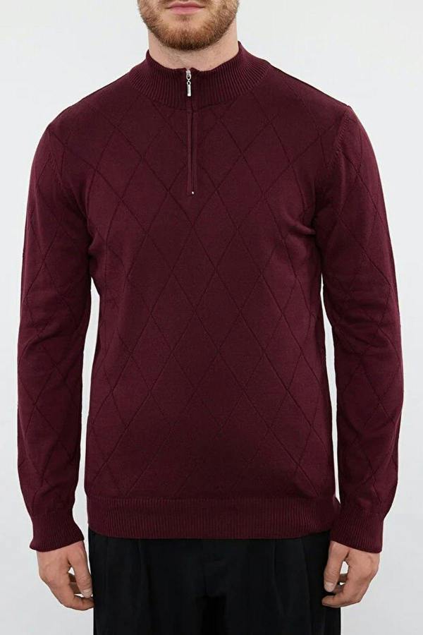 WOVCOR Slim Fit Half Turtleneck Zippered Collar Knit Men's Sweater