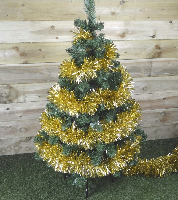 Samuel Alexander 10m (33ft) x 15cm Luxury Chunky Cut Tinsel Garland Christmas Tree Decoration - Gold