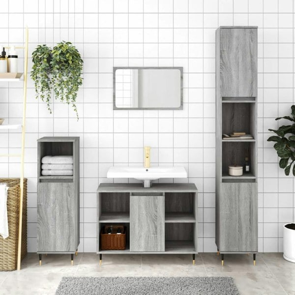 Berkfield Bathroom Cabinet Grey Sonoma 80x33x60 cm Engineered Wood
