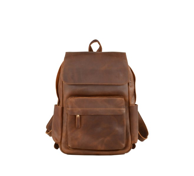 Touribag Vintage Look Leather Backpack - Brown