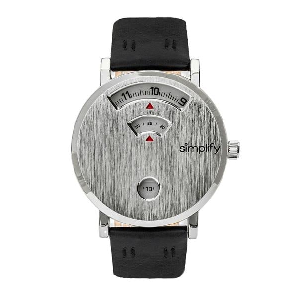 Simplify The 7000 Leather-Band Watch - Silver/Black - SIM7001